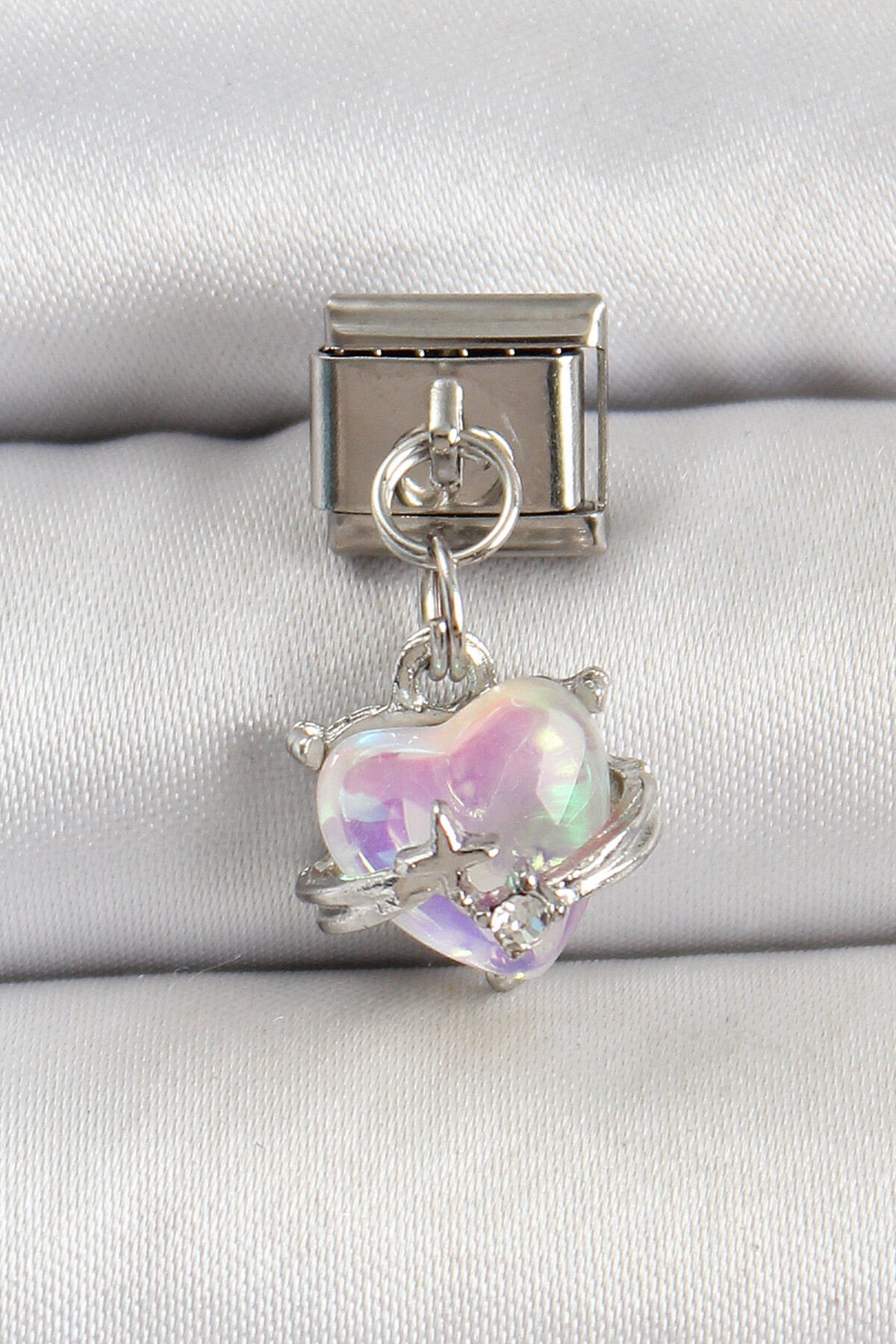 316L Çelik Gümüş Renk Kalp Nomination Charm - TJ-BC1519