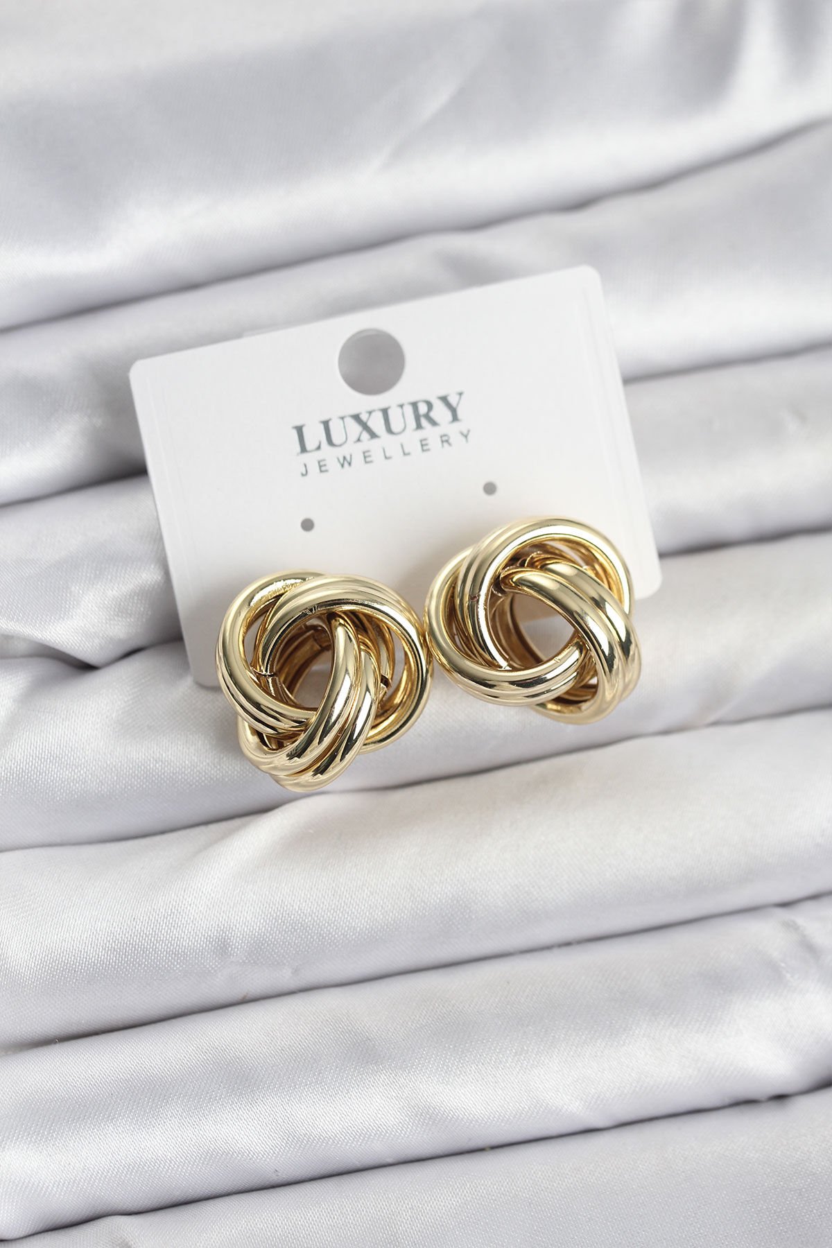 Pirinç Gold Renk Vintage Sarmal Model Kadın Küpe - TJ-BKP11358