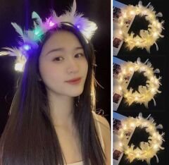 Led Işıklı Rengarenk Yanan 3 Fonksiyonlu Otrişli Parti Tacı Renkli 12x12 cm