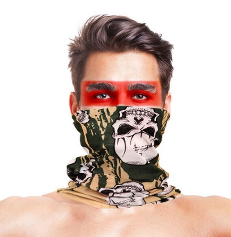 Baf Bandana Askeri Yeşil Kafatası Maske