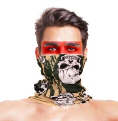 Baf Bandana Askeri Yeşil Kafatası Maske