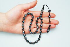  Oltu Taşı Beyzi  Çeşmi Bülbül Mavi İşlemeli Tespih