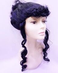 Siyah Renk Lüks Astarlı Topuz Bayan Peruğu Yetişkin Boy