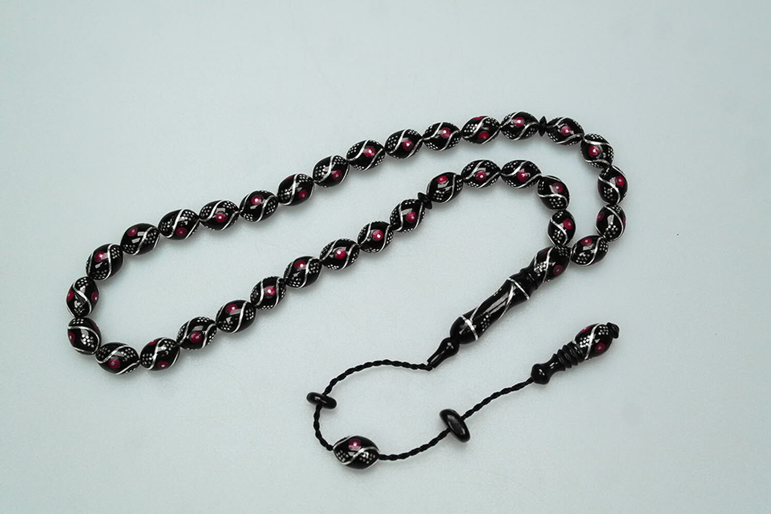 Oltu Taşı Beyzi Model Çeşmi Kırmızı İşleme Tespih