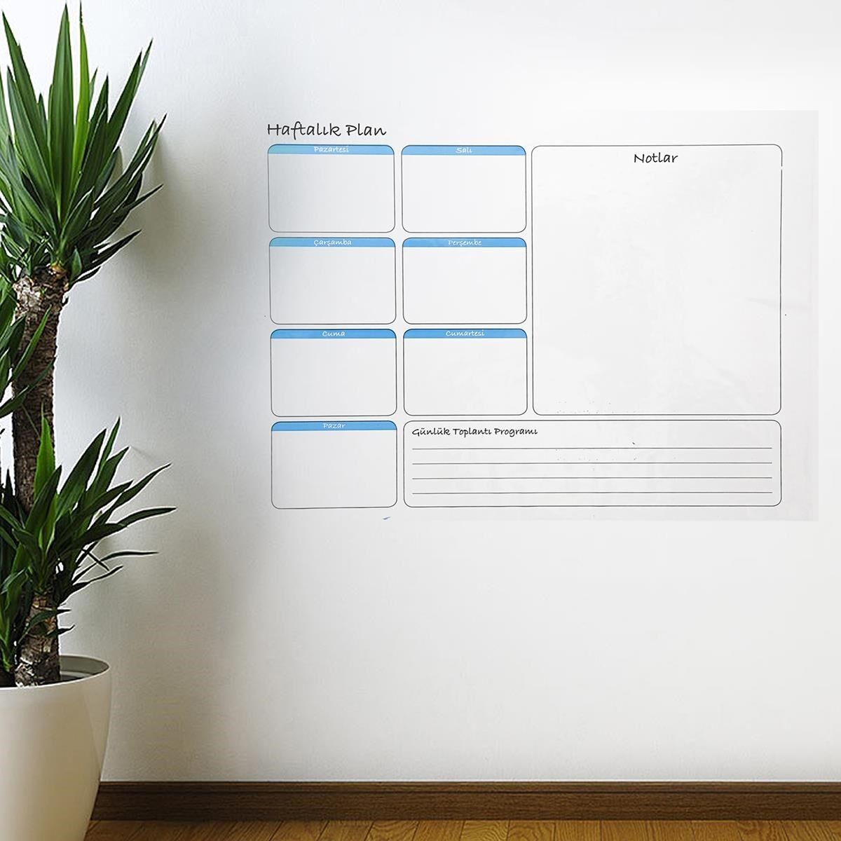 Haftalık Planlayıcı Manyetik Duvar Stickerı Takvim 70 cm x 56 cm (4944)