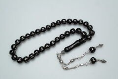 Karpuz Dilimi Sekizli Alpaka İşlemeli Oltu Sıkması Tespih