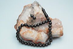 Karpuz Dilimi Sekizli Alpaka İşlemeli Oltu Sıkması Tespih