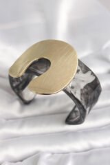Siyah Mermer Desen Akrilik Plastik Gold Nal Model Plaka Vintage Kadın Bilezik - TJ-BB6677