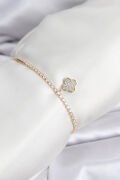 Yonca Model Zirkon Taşlı Gold Renk Asansörlü Su Yolu Bileklik - TJ-BB8244