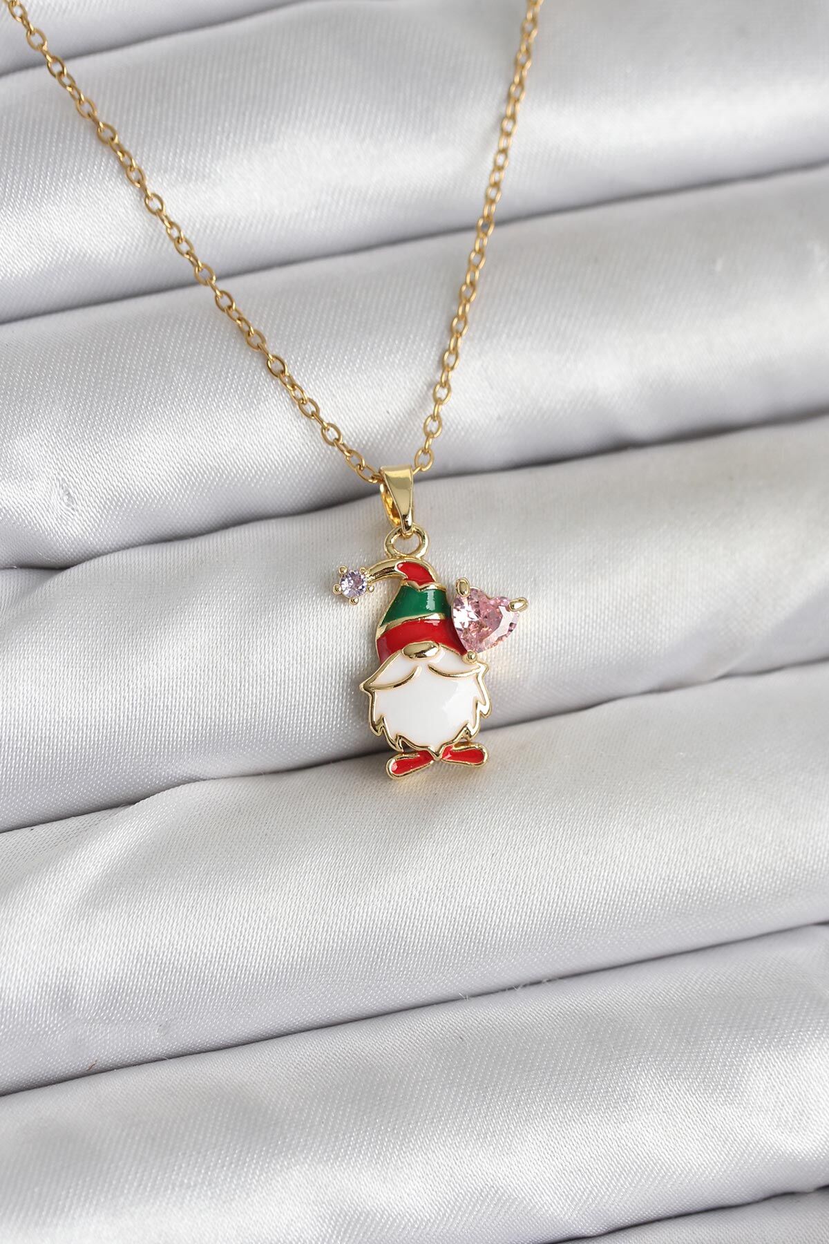 316L Çelik Zincir Gold Renk Yılbaşı Teması Kadın Kolye - TJ-BKO10708