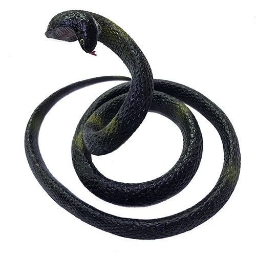 Siyah Renk Gerçekçi Kobra Model Silikon Yumuşak Yılan 80 cm (4944)