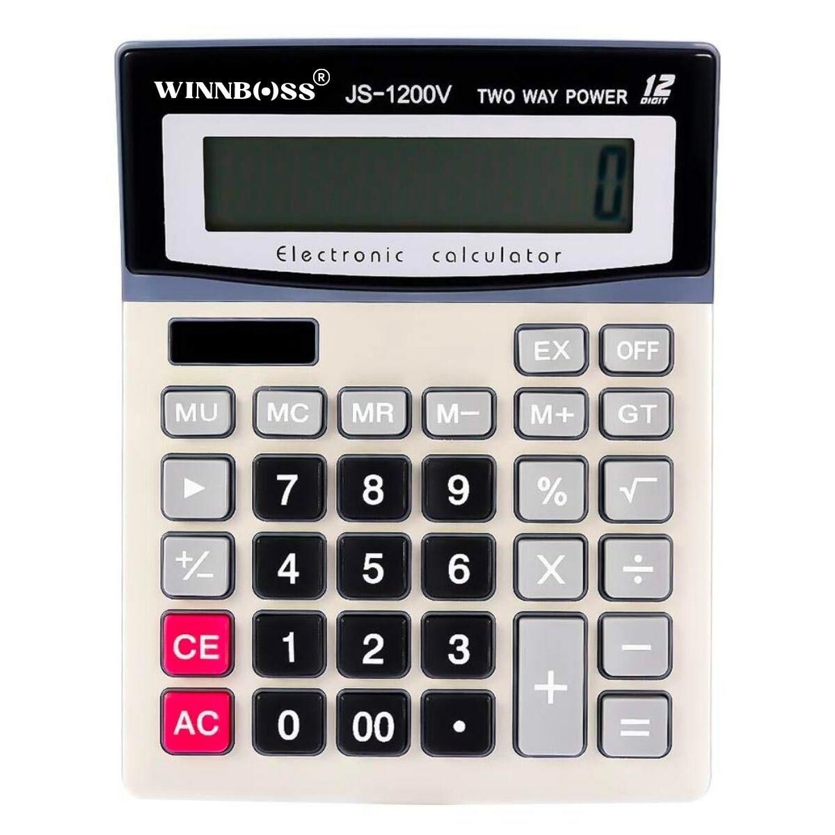 12 Haneli Geniş LCD Ekran, Pilli Büyük Düğmeli Hesap Makinesi (4944)