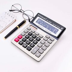 12 Haneli Geniş LCD Ekran, Pilli Büyük Düğmeli Hesap Makinesi (4944)
