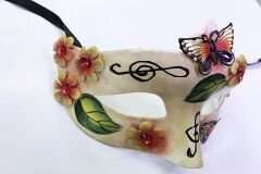 Kelebek ve Çiçek İşlemeli Venedik Maskesi Kırmızı Renk 10x18 cm