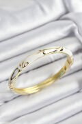 Mineli Pirinç Beyaz Mermer Motifli Gold Renk Kadın Kelepçe - TJ-BB7401