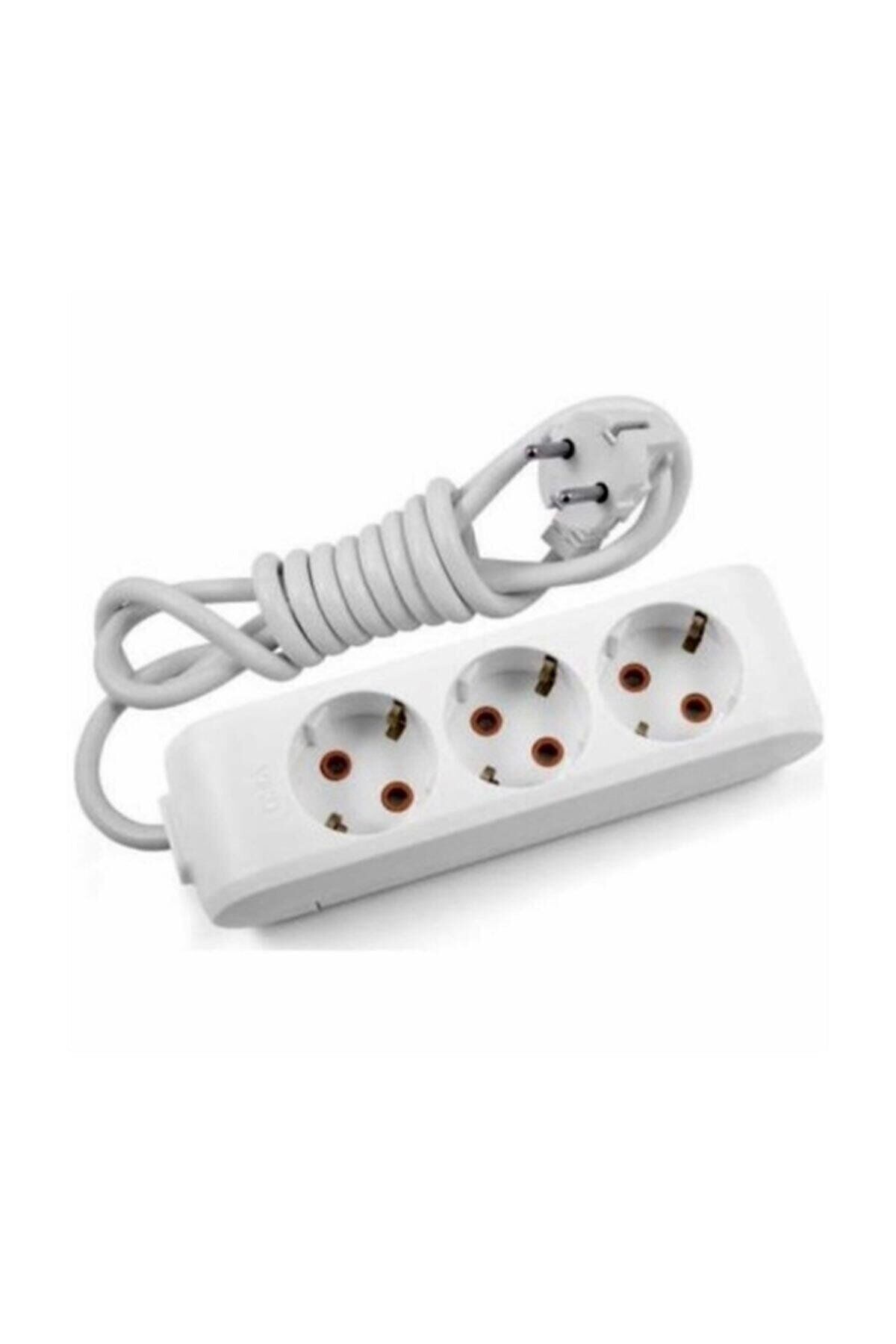 3 lü Üçlü Topraklı Uzatma Kablolu Grup Priz 3 mt