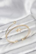Yıldızlı Model Pirinç Gold Renk Kadın Bileklik - TJ-BB8261