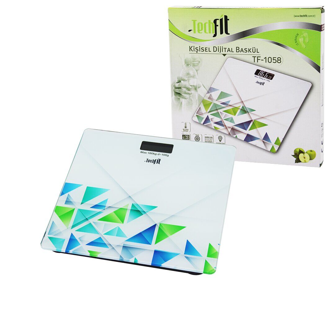 DESENLİ CAM TEMPERLİ DİJİTAL BASKÜL TERAZİ 180KG/100GRLCD EKRAN - SENSÖR (4944)