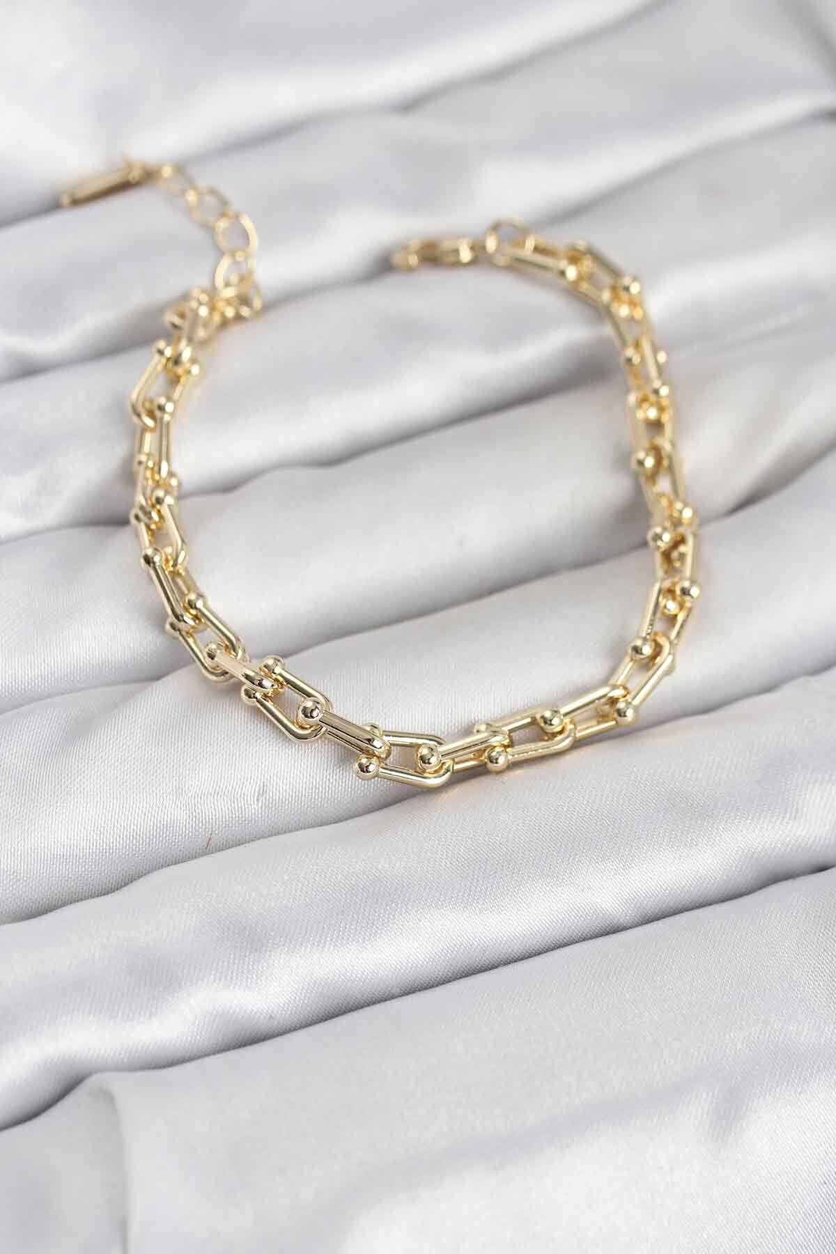 Gold Renk Tifani Model Pirinç Kadın Bileklik - TJ-BB8267