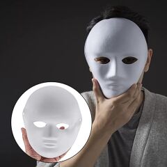 Beyaz Renk Boyanabilir Anonim Tam Yüz Cosplay Maske 24x18 cm (4944)