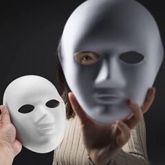 Beyaz Renk Boyanabilir Anonim Tam Yüz Cosplay Maske 24x18 cm (4944)