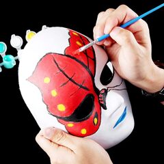 Beyaz Renk Boyanabilir Anonim Tam Yüz Cosplay Maske 24x18 cm (4944)