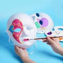 Beyaz Renk Boyanabilir Anonim Tam Yüz Cosplay Maske 24x18 cm (4944)
