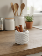 Modern Desenli Seramik Saksı, Kalemlik – Minimal Dekoratif Bitki Saksısı, Kalemlik (Açık Mavi)