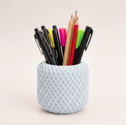 Modern Desenli Seramik Saksı, Kalemlik – Minimal Dekoratif Bitki Saksısı, Kalemlik (Açık Mavi)