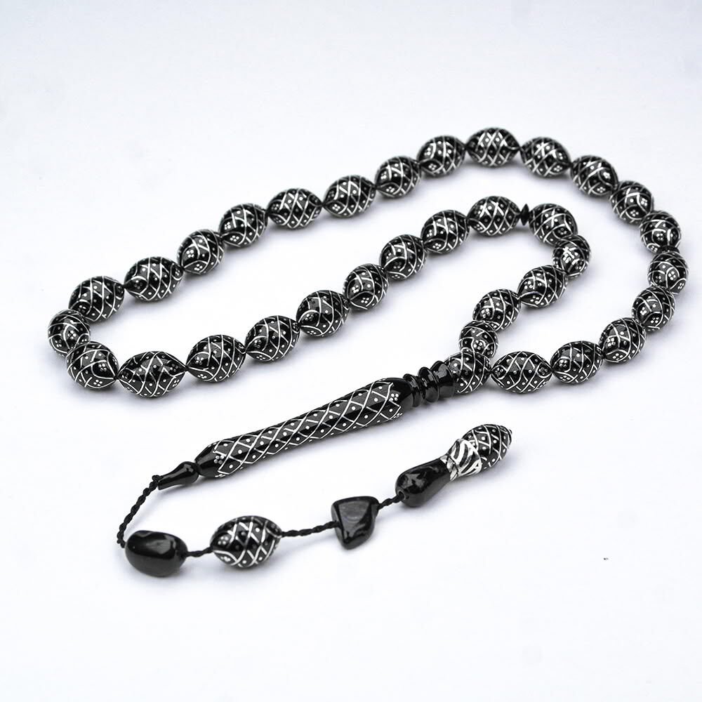 Oltu Taşı Koleksiyonluk Özel  İşlemeli Tespih