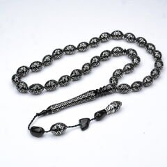 Oltu Taşı Koleksiyonluk Özel  İşlemeli Tespih