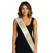 Beyaz Saten Üzerine Kalın Altın Yazılı Bride To Be Kuşağı