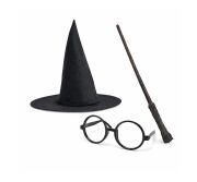 Harry Potter Tarzı Çocuk Seti - Siyah Keçe Şapka, Asa, Gözlük