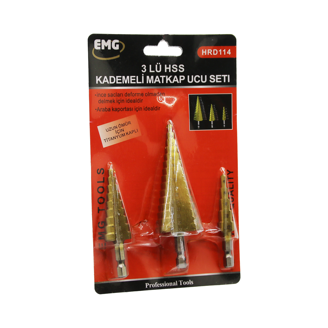 3 PARÇA  HSS KADEMELİ MATKAP UCU SET (4944)
