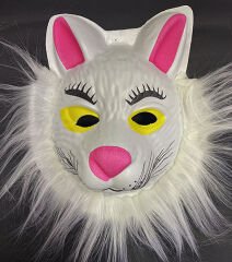 Tilki Maskesi - Eva Beyaz Peluşlu Tilki Maskesi