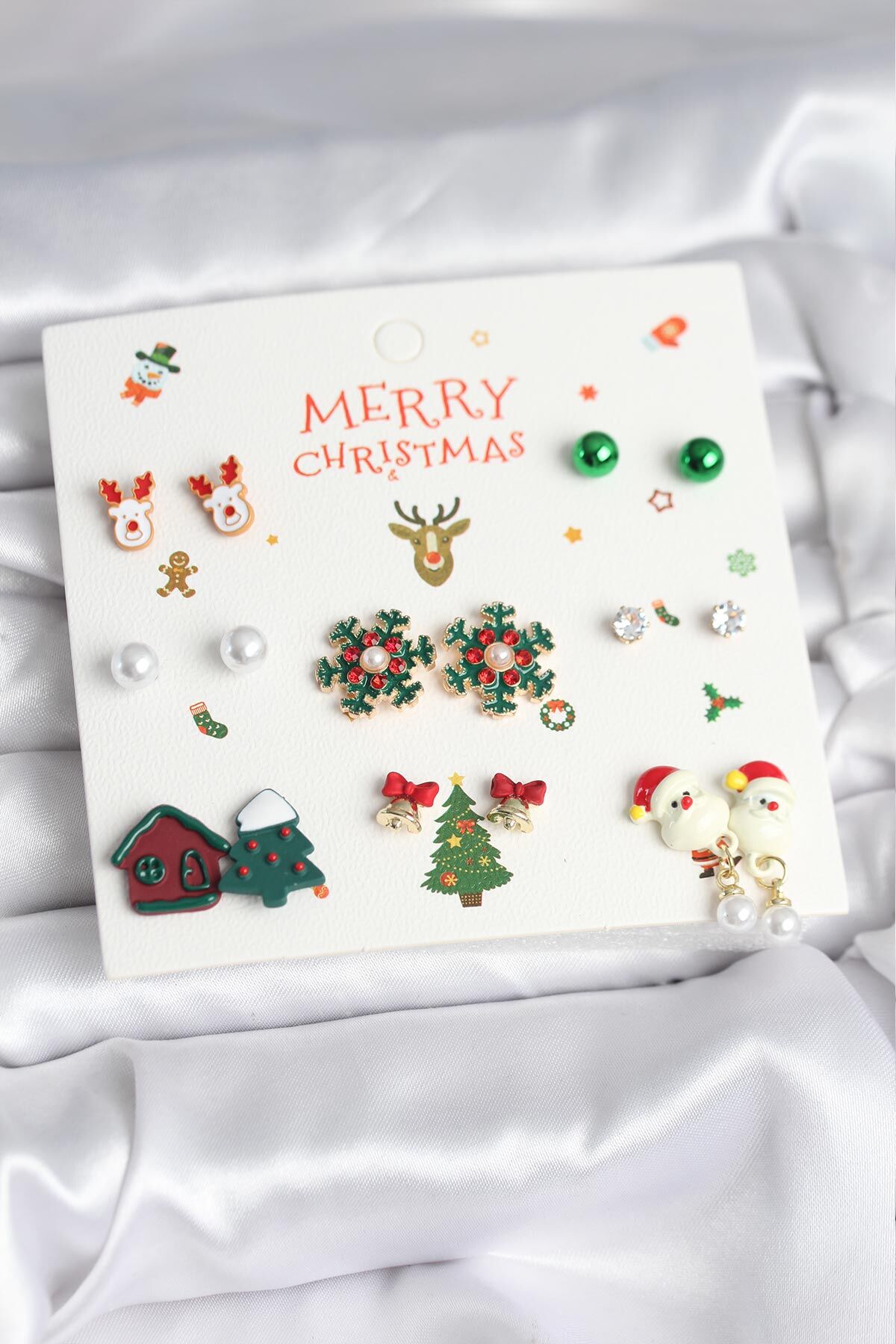 Yılbaşı Temalı 8 Çift Küpe Seti - TJ-BKP11397