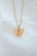 Gold Kaplama Sarı Renk Sedefli Kelebek Kolye - TJ-BKO6439