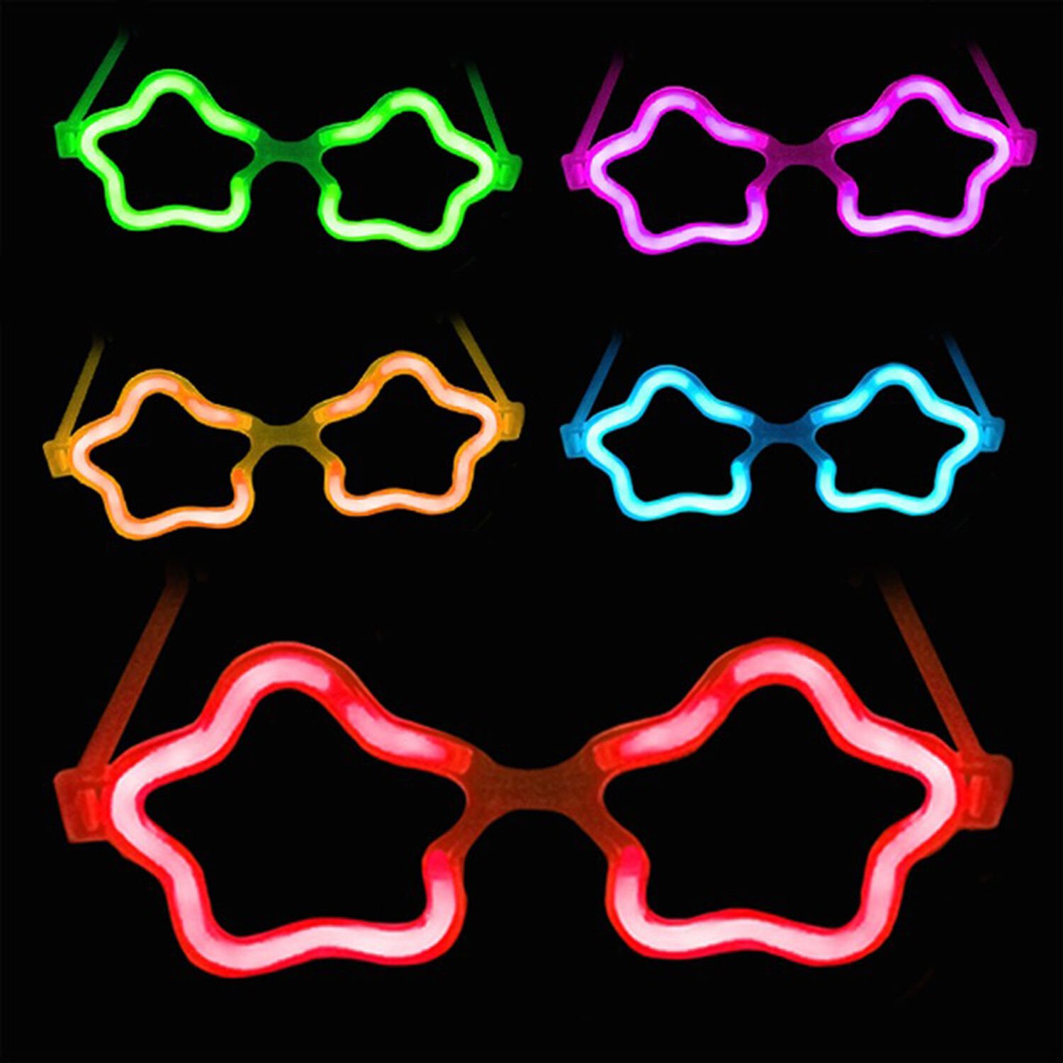 Yıldız Glow Gözlük - Yıldız Şekilli Glow Stick Gözlüğü - Glow Partisi Gözlük 12 Adet (4944)