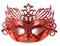 Metalik Kırmızı Renk Masquerade Kelebek Simli Parti Maskesi 23x14 cm