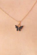 Gold Siyah Renk Kelebek Figür Kadın Kolye - TJ-BKO6812
