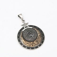 Hat Yazılı İslami Model Ayyıldız  Erkek Kolye