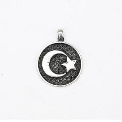 Gümüş Ayyıldız Kabartma  Model Erkek Kolye