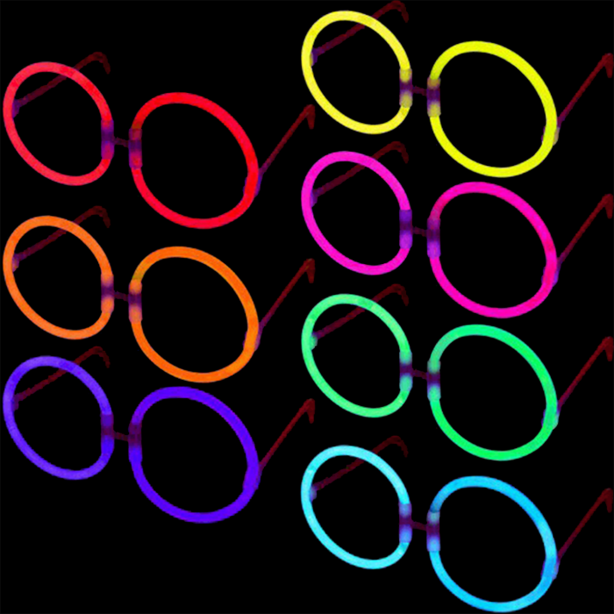 Glow Stick Yuvarlak Gözlük - Glow Partisi Gözlükleri - Glow Stick Gözlük 12 Adet (4944)