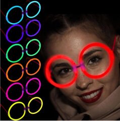 Glow Stick Yuvarlak Gözlük - Glow Partisi Gözlükleri - Glow Stick Gözlük 12 Adet (4944)