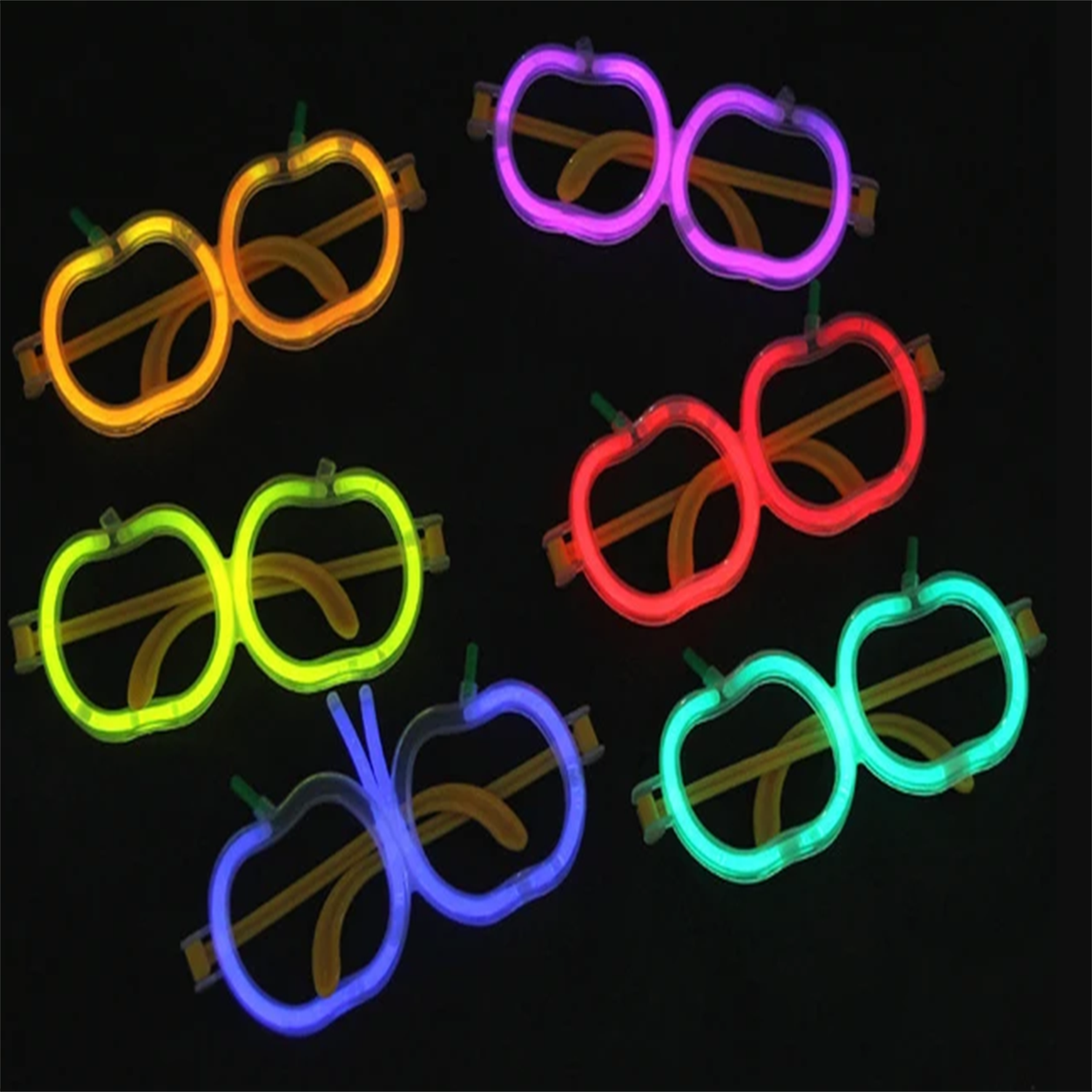 Glow Stick Elma Gözlük - Glow Partisi Gözlüğü - Glow Stick Gözlük 12 Adet (4944)