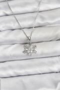 316L Çelik Zincir Gümüş Renk Kar Tanesi Model Zirkon Taşlı Kadın Kolye - TJ-BKO10830