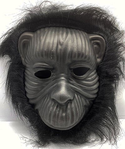 Siyah Renk Eva Goril Maskesi - Siyah Peluşlu Tüylü Orangutan Maskesi (4944)