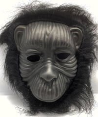 Siyah Renk Eva Goril Maskesi - Siyah Peluşlu Tüylü Orangutan Maskesi (4944)