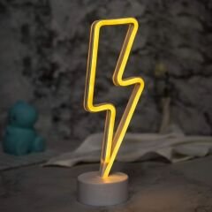 Sarı Şimşek Model Neon Led Işıklı Masa Lambası Dekoratif Aydınlatma Gece Lambası