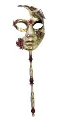 Kelebekli Masquerade Sopalı Venedik Maskesi Kırmızı Renk 10X45 cm